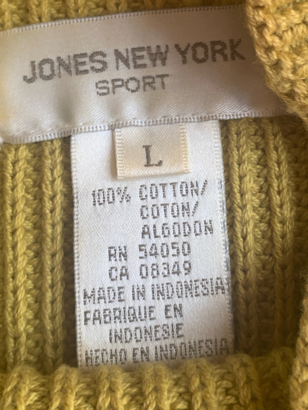 Vintage Jones New York 100% Cotton Sweater, Large - Picture 2 of 2
